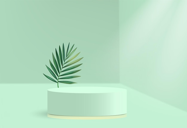 Abstract Green Platform Podium 3D Cosmetic Product Presentation