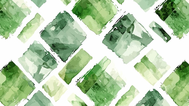 Vector abstract green square pattern watercolor background