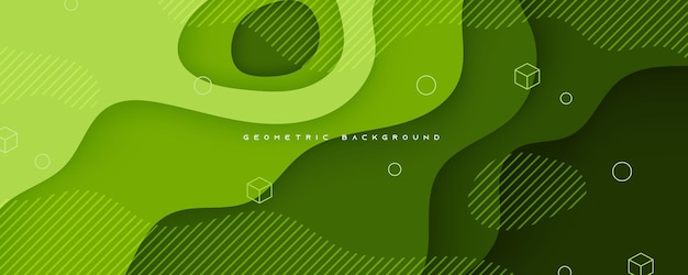 Vector abstract green wavy shape background geometric template design for banner poster web