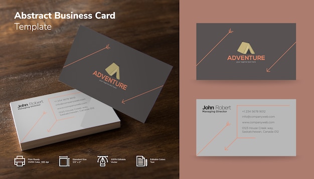 Abstract Grey and Orange Business Card