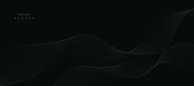 Abstract grey wavy lines on a black background Vector modern black background template