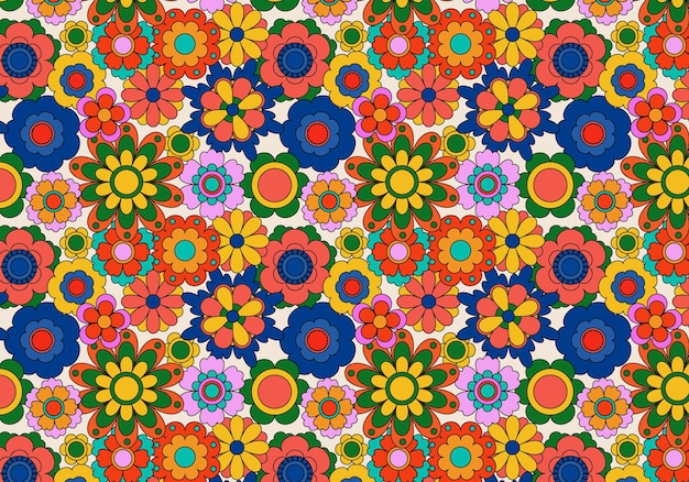 Abstract groovy floral pattern background. Vector illustration.