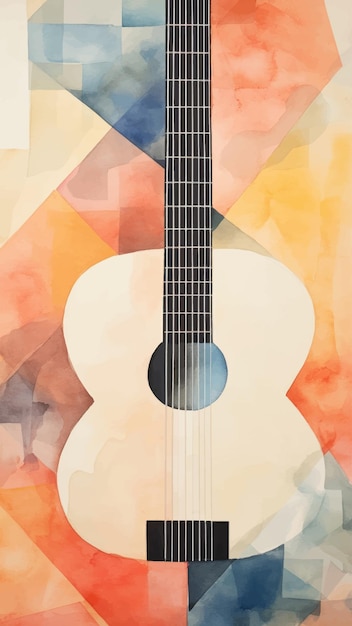 Vector abstract guitar watercolor art