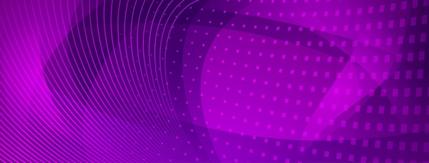 Abstract halftone background made of curved lines and square dots in purple colors