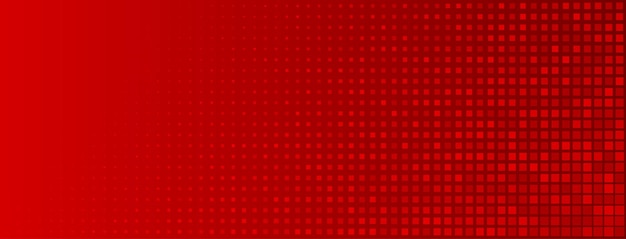 Abstract halftone background made of small square dots of different sizes in red colors