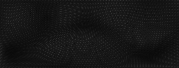 Abstract halftone background with curved surface made of small dots in black colors