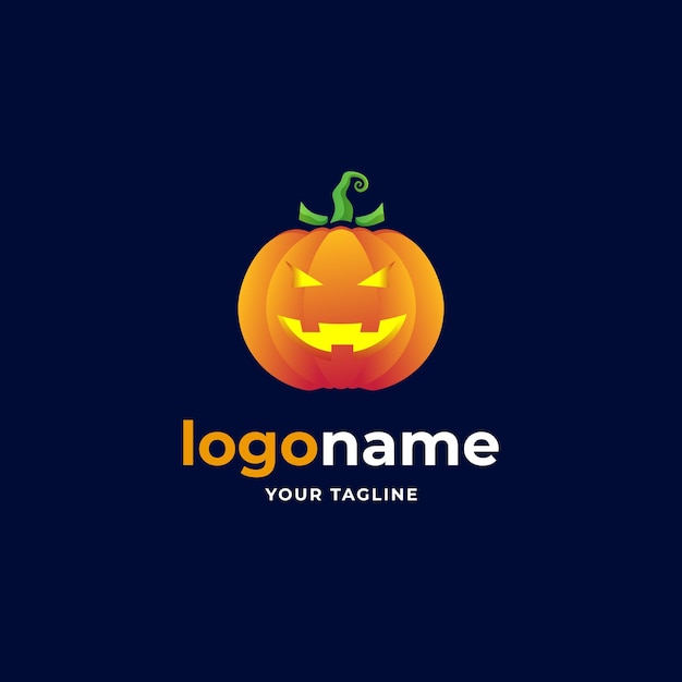 Abstract halloween pumpkin gradient minimalist logo