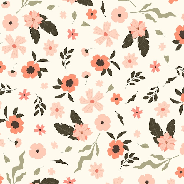 Abstract hand draw floral pattern background. Vector illustration.