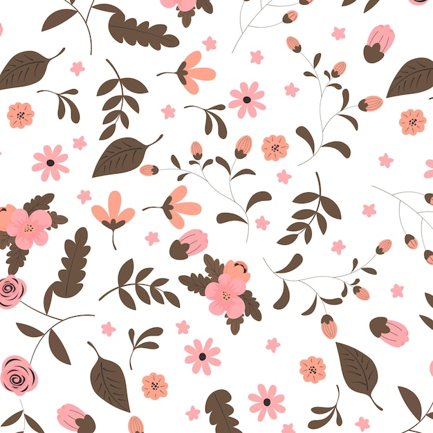 Abstract hand draw floral pattern background. Vector illustration.