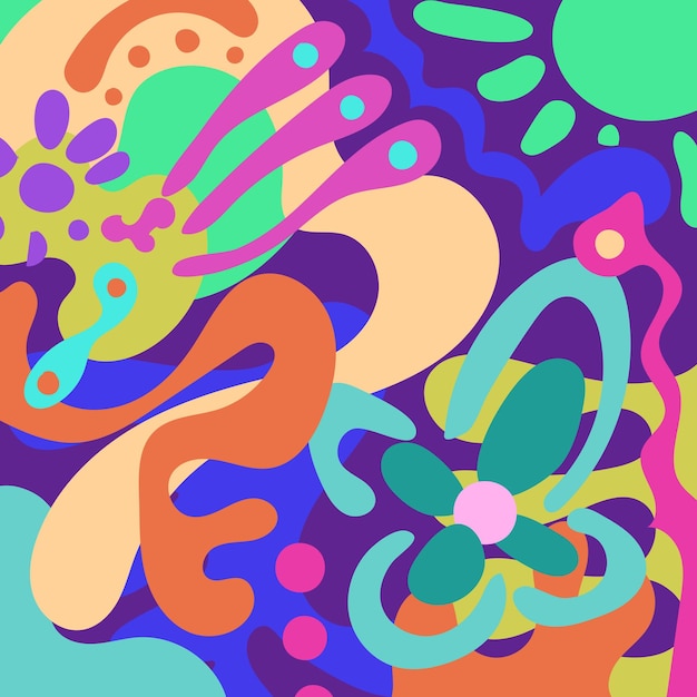 Abstract Hand Drawn Background of Colorful Doodle Pattern