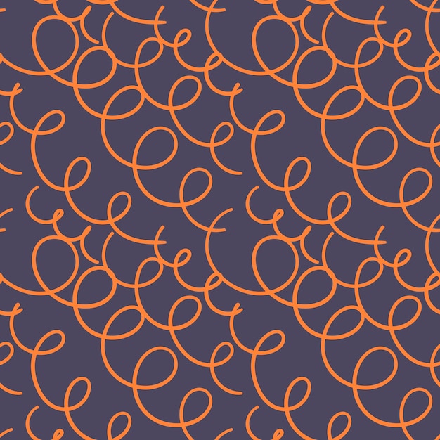 Abstract hand drawn doodle thin line wavy seamless pattern. Curly linear messy background.