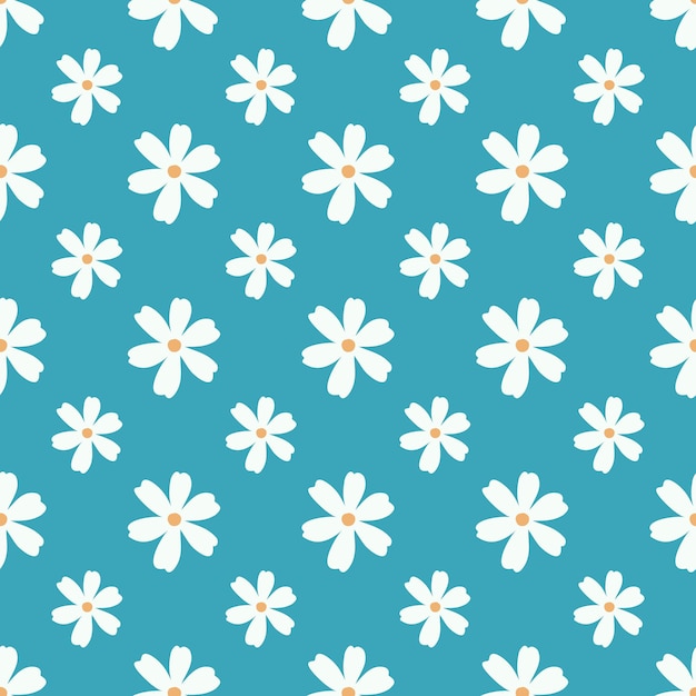 Abstract hand drawn flat design flower pattern seamless background