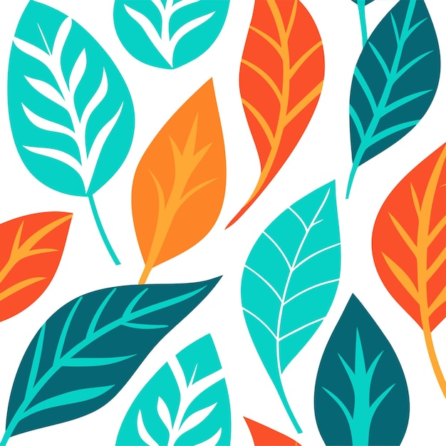 Vector abstract hand drawn leaves seamless pattern vector art and illustration