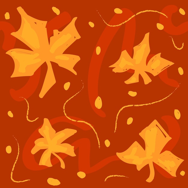 Abstract Hand Drawn Maple Leaf Seamless Pattern