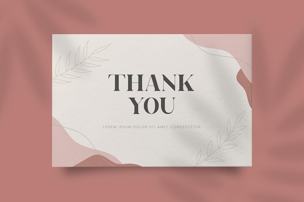 Abstract hand drawn organic shape with editable text wedding thank you card template