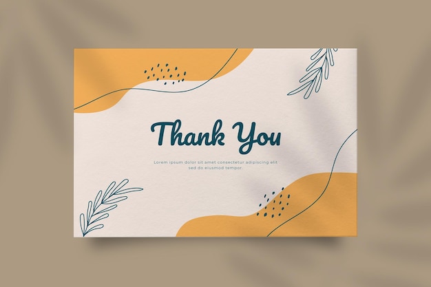 Abstract hand drawn organic shape with editable text wedding thank you card template