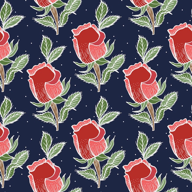 Abstract hand drawn rose floral surface pattern