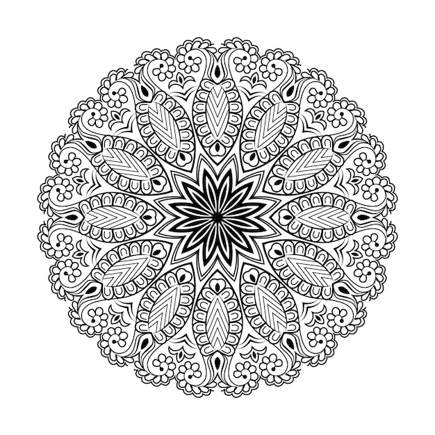 Abstract Hand drawn seamless mandala coloring book page for kids and adult Premium Vector