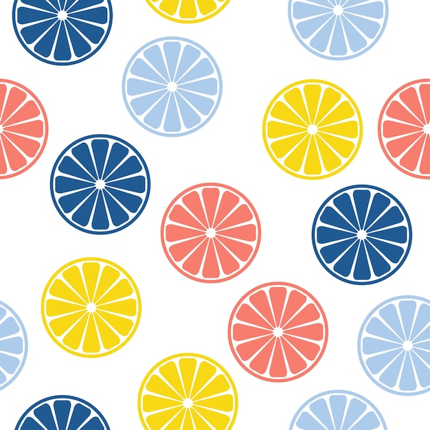 Abstract handmade citrus rounds seamless pattern background. Childish handcrafted wallpaper for design card, baby nappy, diaper, cafe menu, holiday wrapping paper, bag print, t shirt etc.