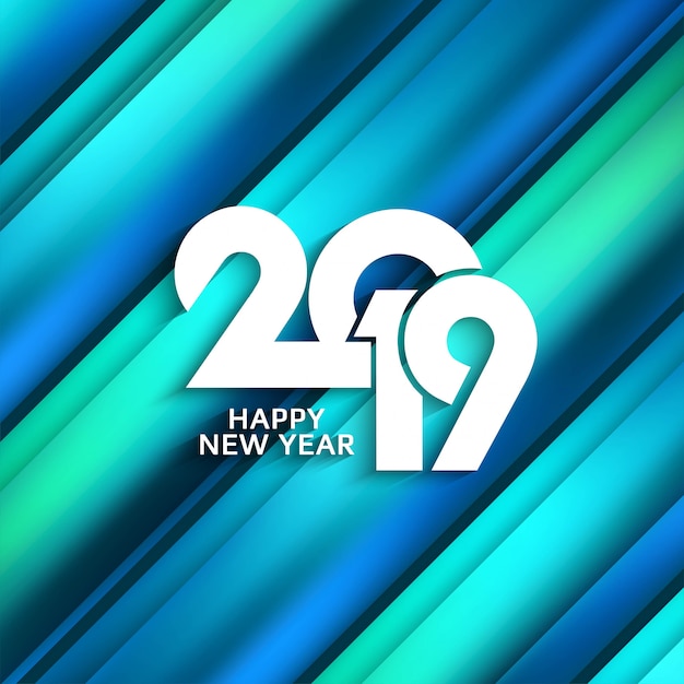 Vector abstract happy new year 2019 stylish glossy background