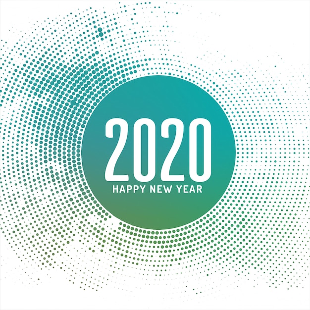 Abstract Happy New Year 2020 halftone card