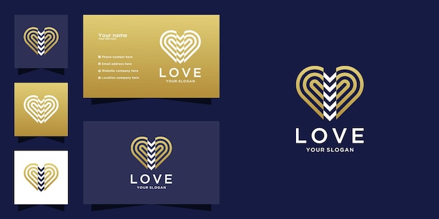 Abstract heart love logo and business card