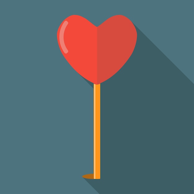 Abstract heart on a stick icon with long shadow