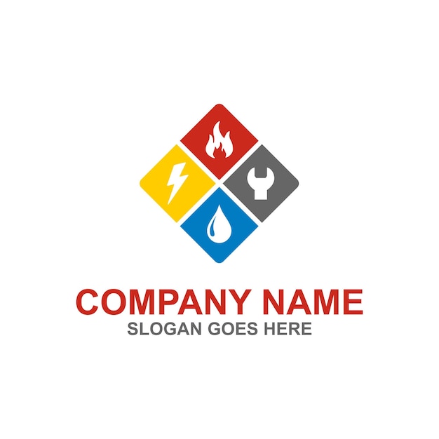 Abstract heating and cooling hvac logo design