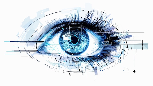 Abstract HighTech Eye Concept Handdrawn Vector Illustration