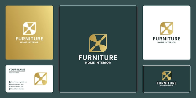 Abstract home furniture logo design for interior house renovation company