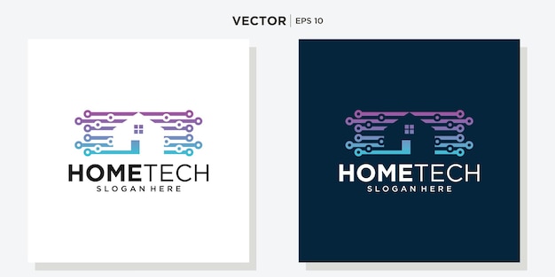 abstract home tech with line art style logo