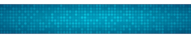 Abstract horizontal banner or background of small circles or pixels in light blue colors