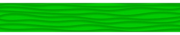 Abstract horizontal banner of wavy lines with shadows in green colors