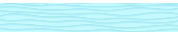 Abstract horizontal banner of wavy lines with shadows in light blue colors