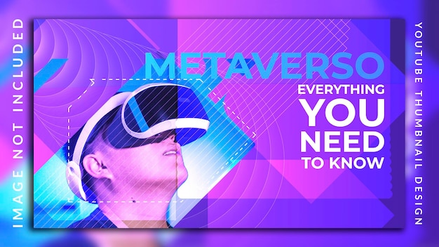 Abstract horizontal vertical futuristic technology metaverse youtube thumbnail design template