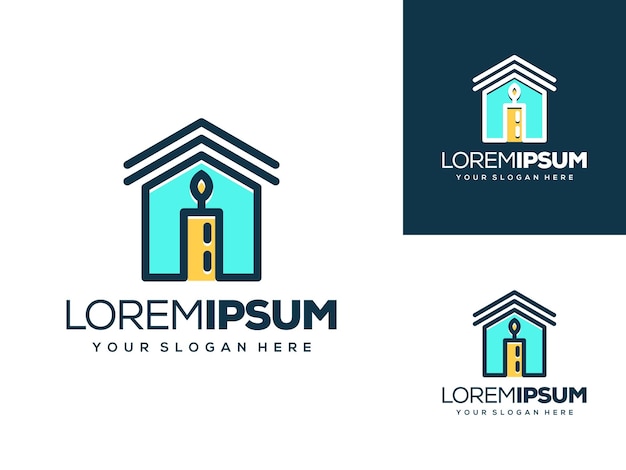 abstract house and candle logo design