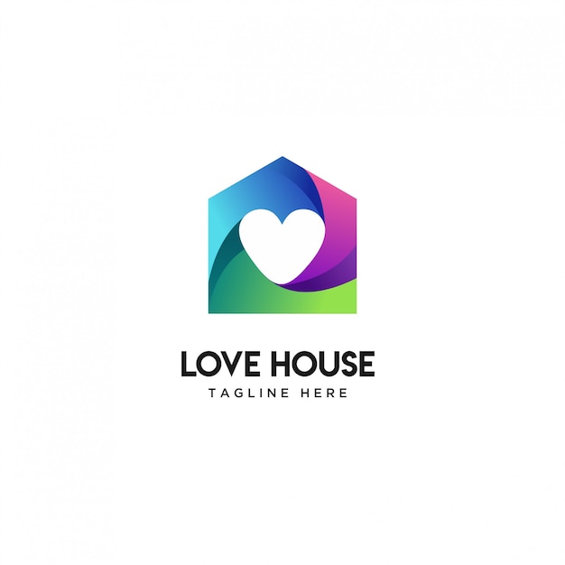 Abstract House Love Logo Design