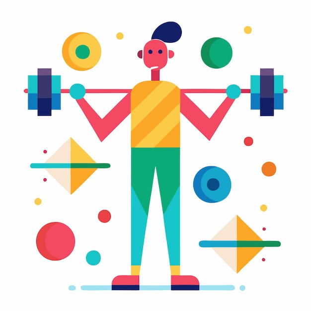 Vector abstract human lifting dumbbells vitality and health design