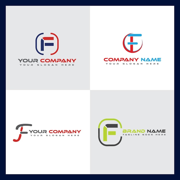 Abstract Icon Alphabet F Letter Logo Design Set Company Identity Icon Business Branding Template