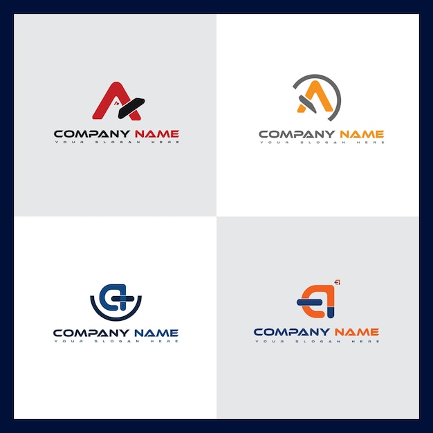 Abstract Icon Alphabet A Letter Logo Design Set Company Identity Icon Business Branding Template