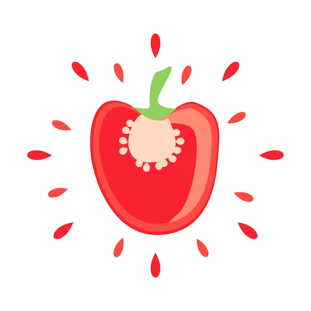 Abstract icon juicy bell pepper with splash on white background Vector