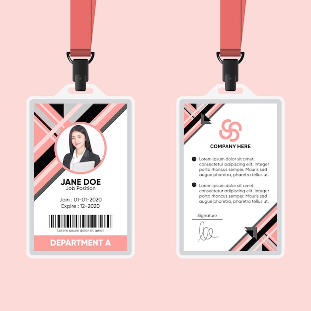 Abstract id card pink template