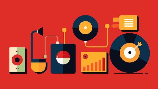 An abstract illustration of the different materials used to create vinyl records from the original