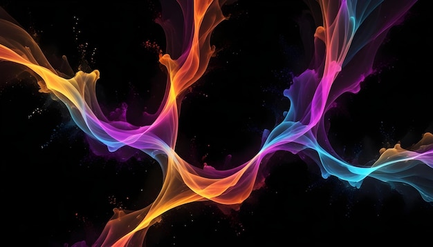 Vector abstract image of colorful flowing translucent lines creating a dynamic and energetic design