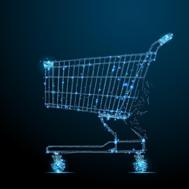 Abstract image of a shopping cart Vector business Points lines and shapes