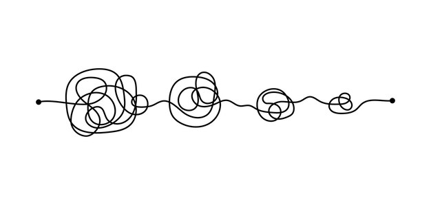 Vector abstract image of an unraveling line showcasing a continuous flowing thread that twists and turns