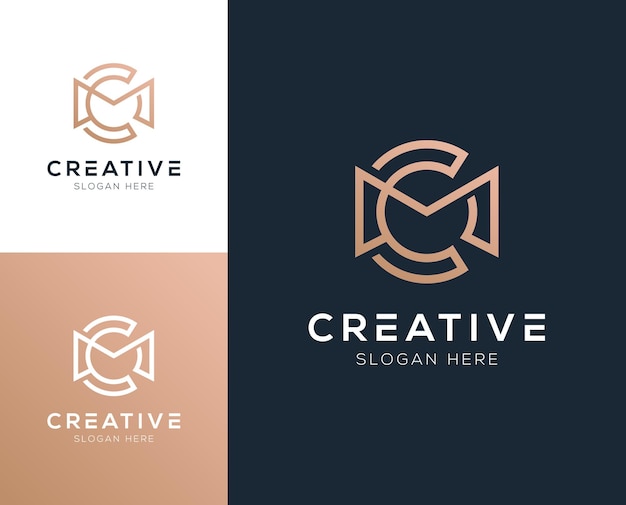 Vector abstract initial cm mc logo design vector illustration