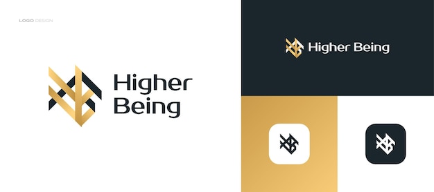 Abstract Initial H and B Logo Design in Black and Gold Style HB Monogram Logo for Business and Brand