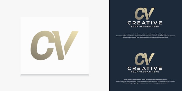 abstract initial letter c v  logo template