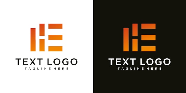 Abstract initial letter HE H E minimal logo design template